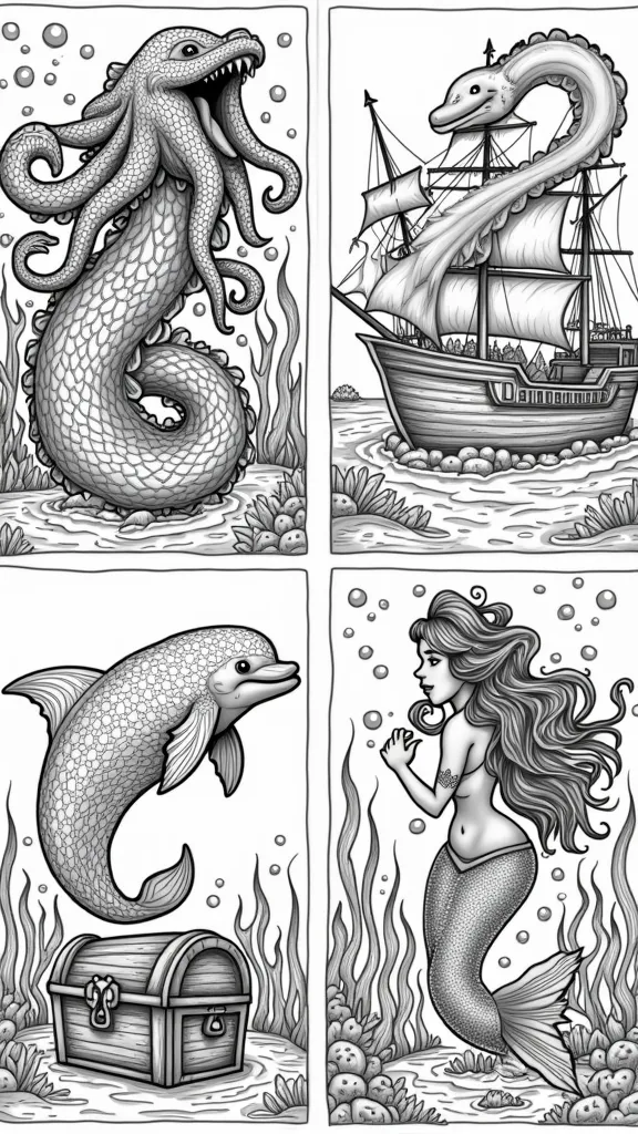 coloriages de la bête de mer